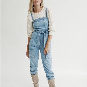 NWT Free People Go West Denim Jumpsuit, Size L